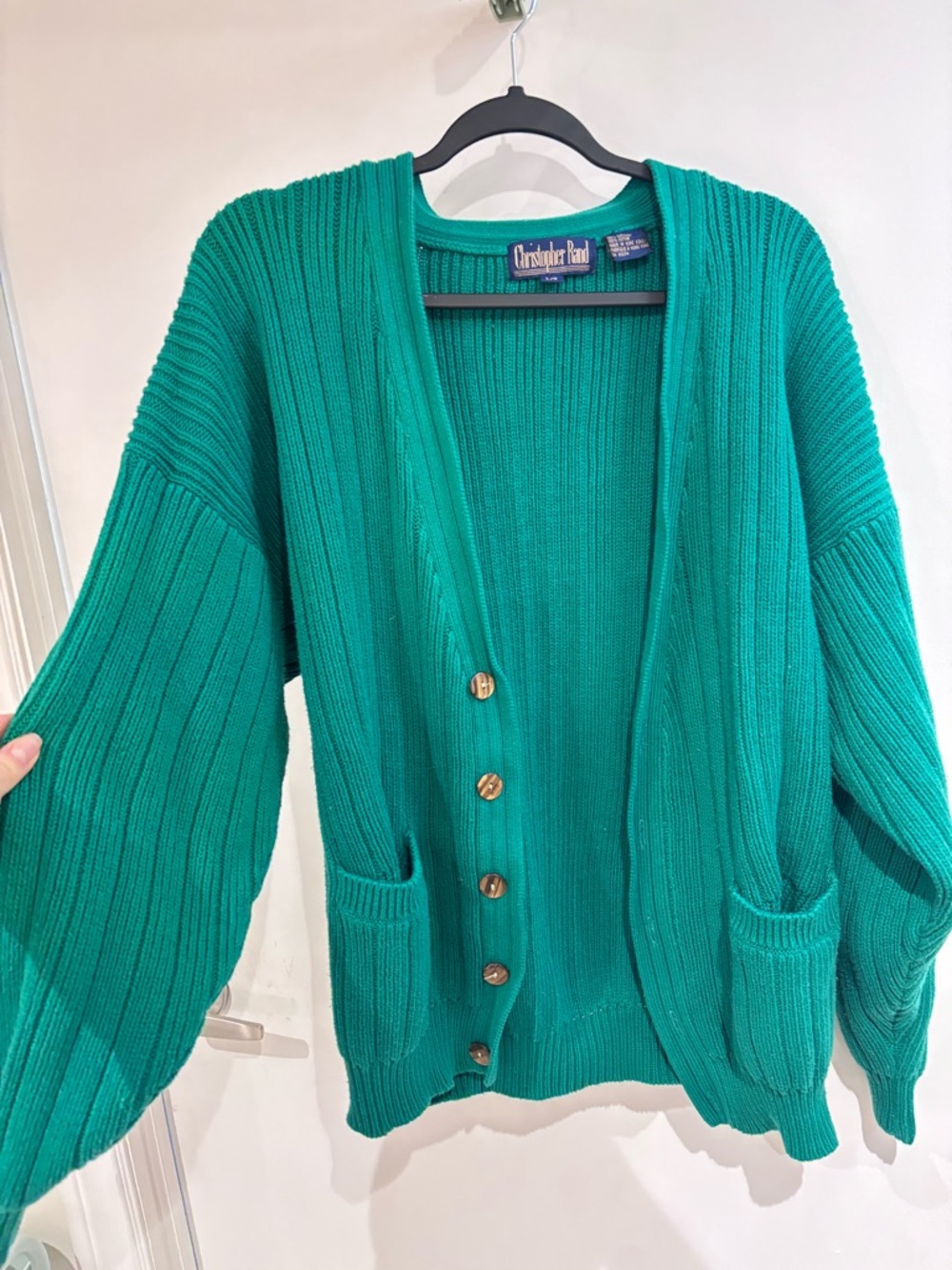Christopher Radko Teal Ribbed Button-Front Cardigan